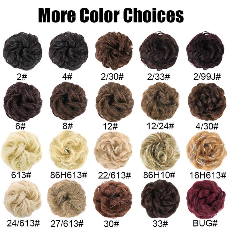 MORICA 2PCS Messy Bun Hair Piece, Fake Hair Messy Bun Scrunchies For Thin Hair Extension Curly Wavy Synthetic Chignon Ponytail Hair Pieces for Women(BUG#) - Image 5